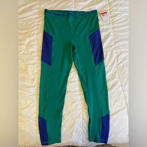 Nike Pro Emerald and Navy Leggings